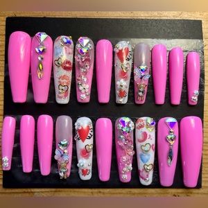 XXlong gel valentine nails